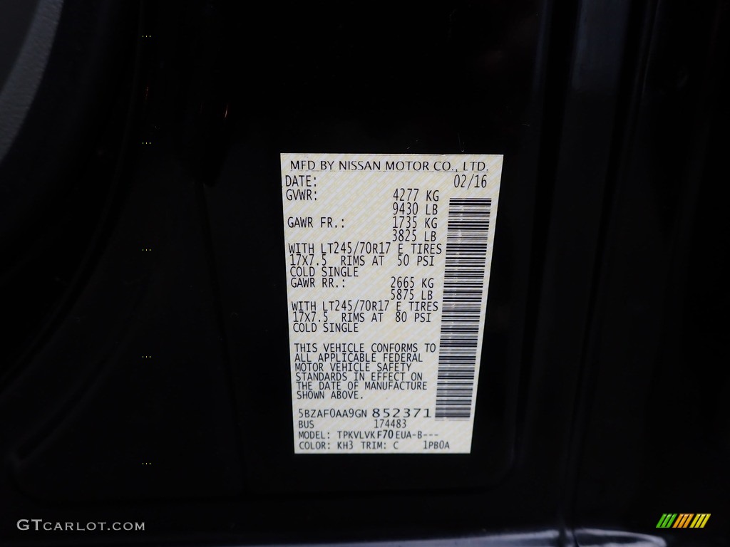 2016 NV Color Code KH3 for Super Black Photo #138376837