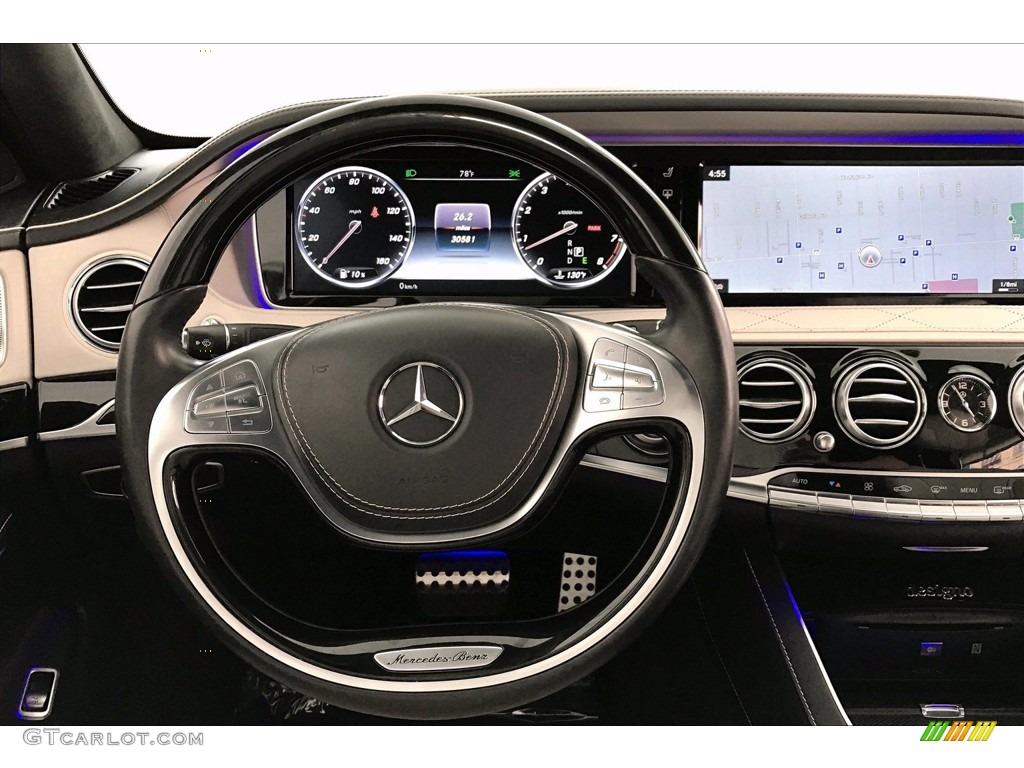 2017 Mercedes-Benz S 550 Sedan Porcelain/Black Steering Wheel Photo #138378139