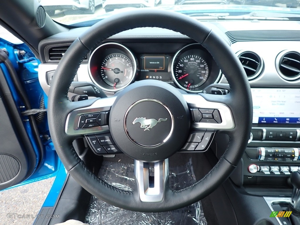 2020 Ford Mustang EcoBoost Fastback Ebony Steering Wheel Photo #138380146