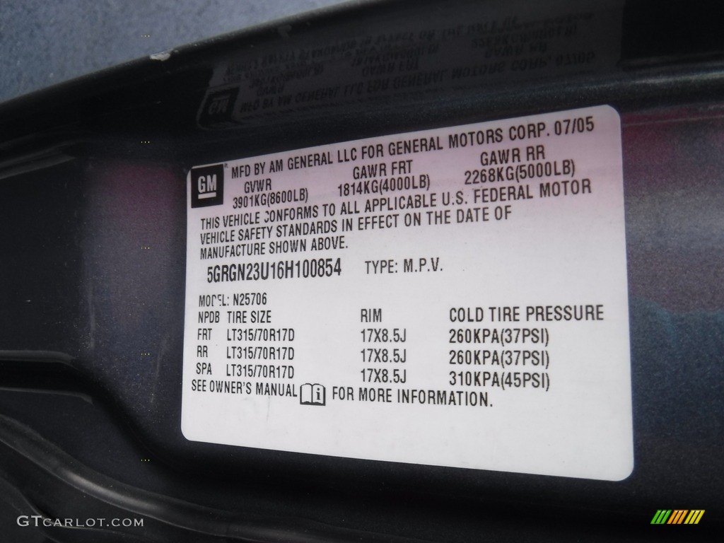 2006 H2 SUV - Slate Blue Metallic / Ebony photo #32