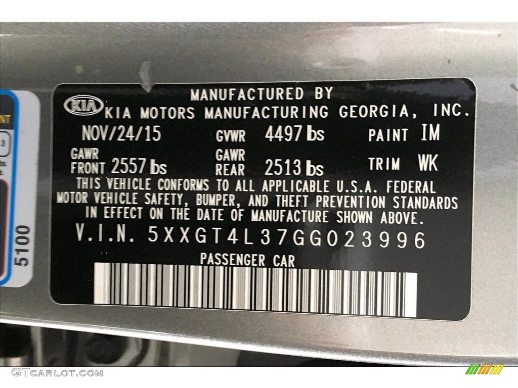 2016 Optima Color Code IM for Titanium Gray Photo #138388903