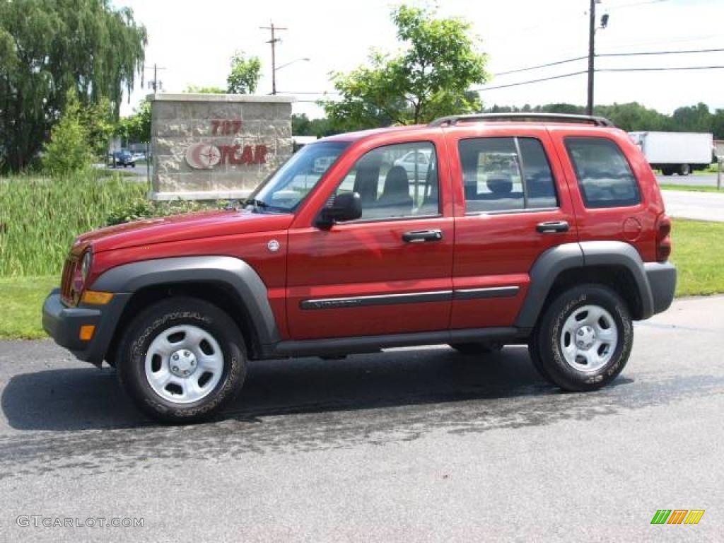 2007 Liberty Sport 4x4 - Inferno Red Crystal Pearl / Medium Slate Gray photo #1