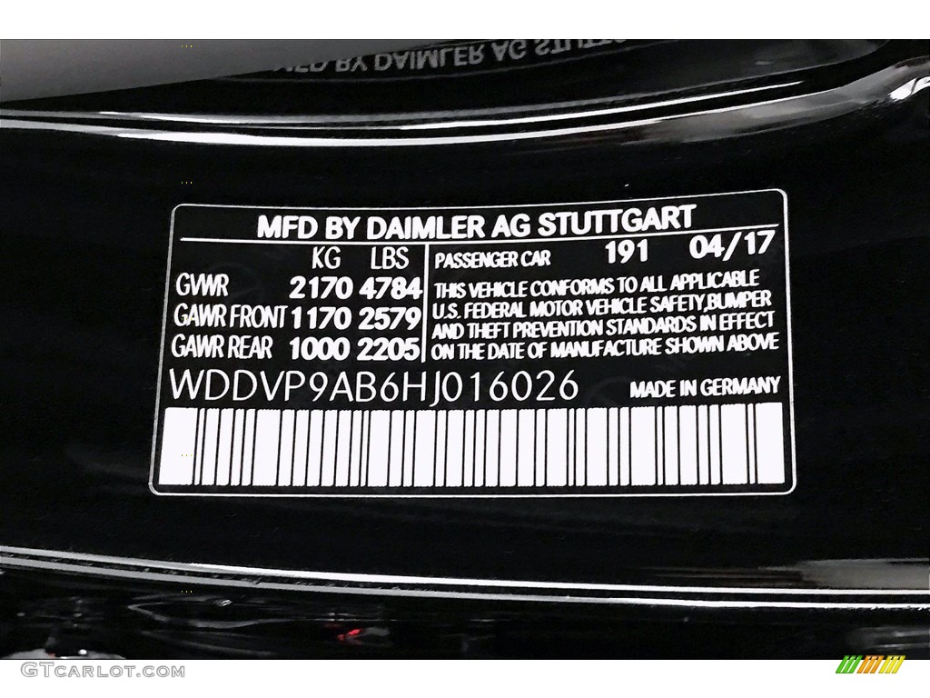 2017 B Color Code 191 for Cosmos Black Metallic Photo #138397677