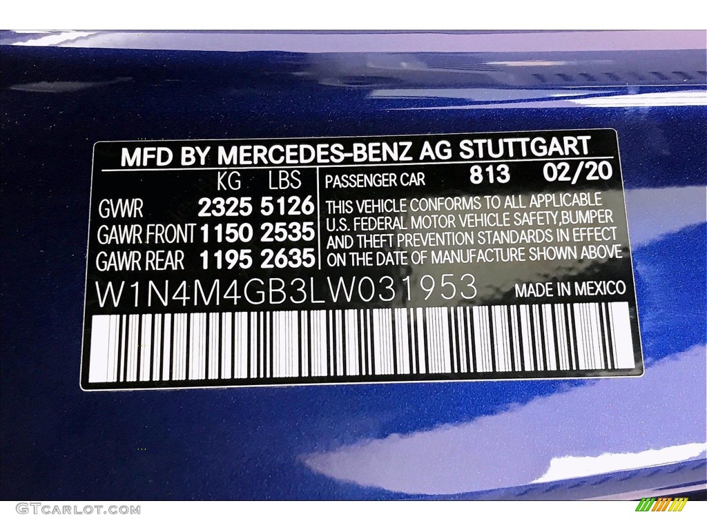 2020 GLB Color Code 813 for Galaxy Blue Metallic Photo #138401315