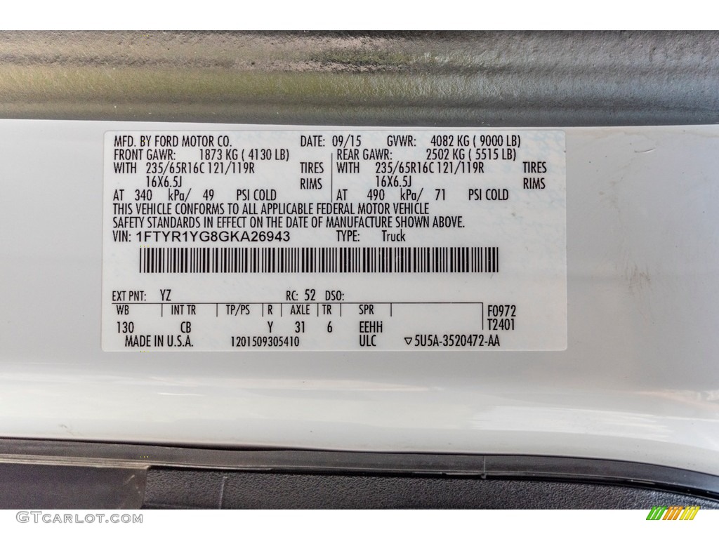 2016 Transit Color Code YZ for Oxford White Photo #138404394