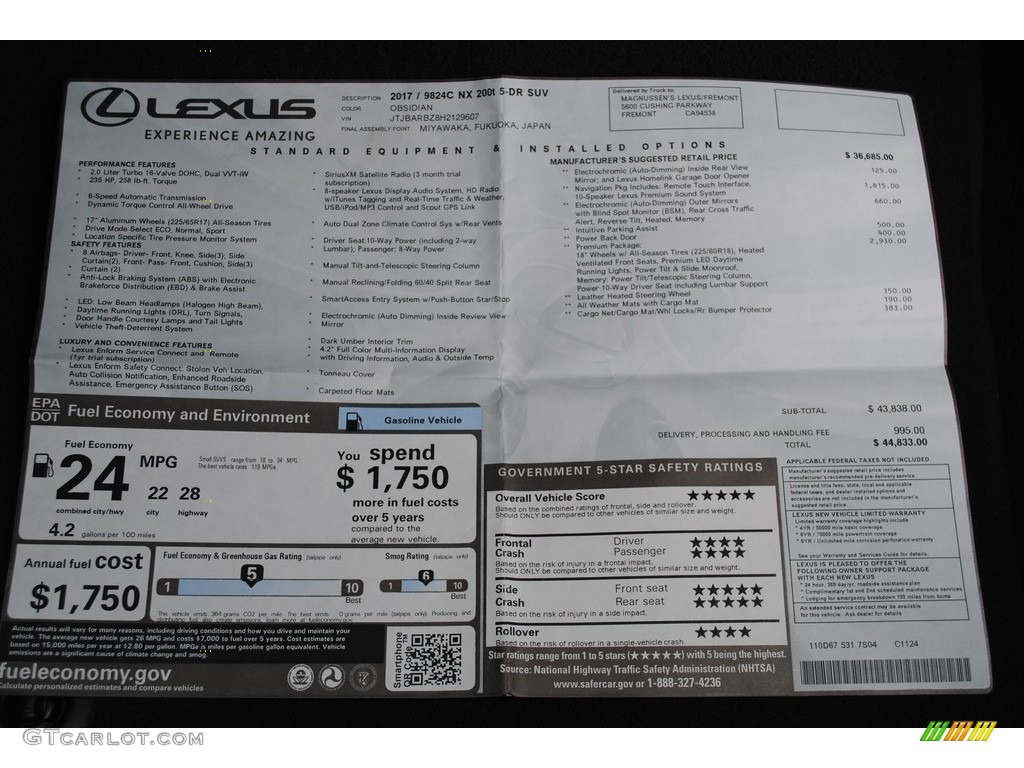 2017 NX 200t AWD - Obsidian / Flaxen photo #34