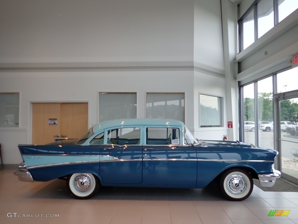 Harbor Blue 1957 Chevrolet Bel Air Sedan Exterior Photo #138410064