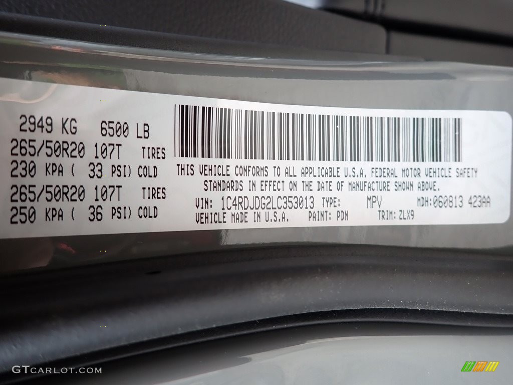 2020 Durango Color Code PDN for Destroyer Gray Photo #138410829