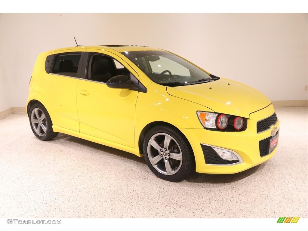 Bright Yellow 2016 Chevrolet Sonic RS Hatchback Exterior Photo #138414147