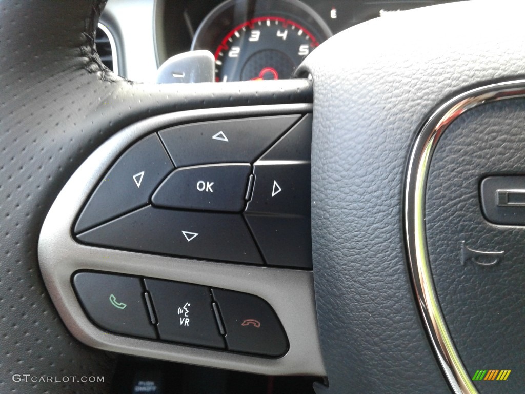 2020 Dodge Charger Scat Pack Black/Ruby Red Steering Wheel Photo #138419722