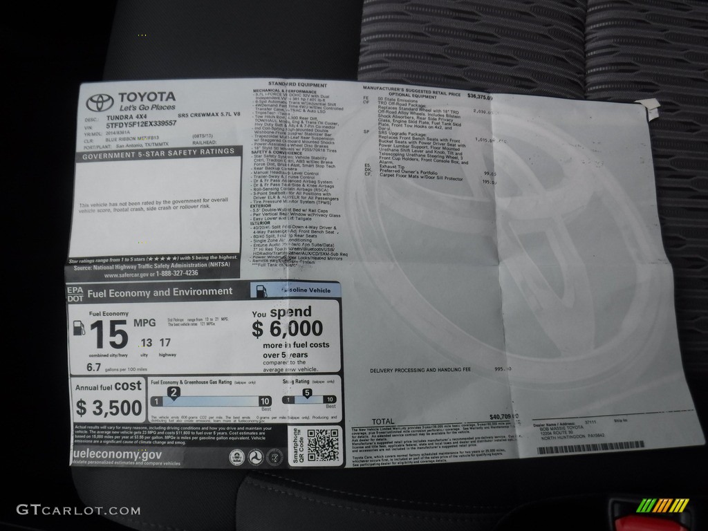 2014 Toyota Tundra SR5 TRD Crewmax 4x4 Window Sticker Photos