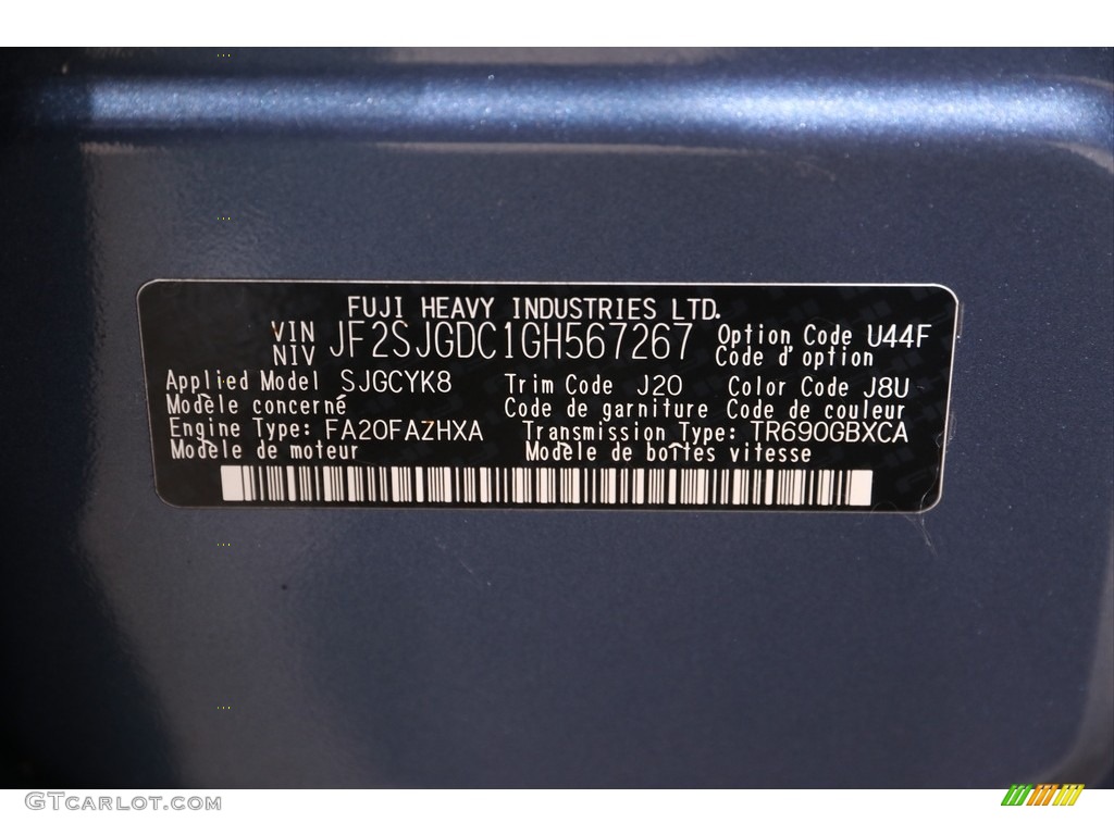 2016 Forester Color Code J8U for Quartz Blue Pearl Photo #138433719