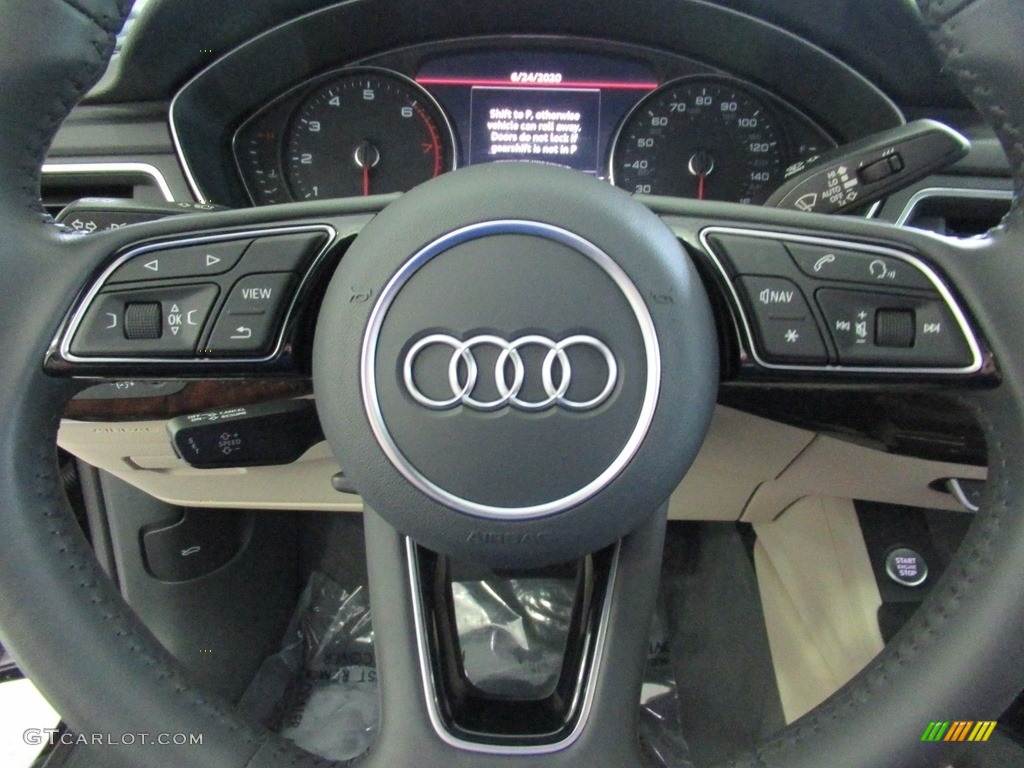 2019 Audi A5 Sportback Premium quattro Atlas Beige Steering Wheel Photo #138440889
