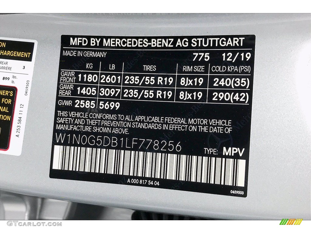 2020 GLC Color Code 775 for Iridium Silver Metallic Photo #138443276