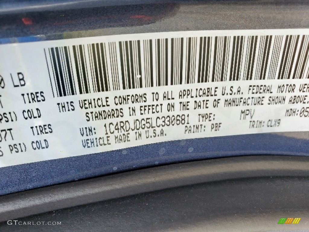 2020 Dodge Durango GT AWD Color Code Photos