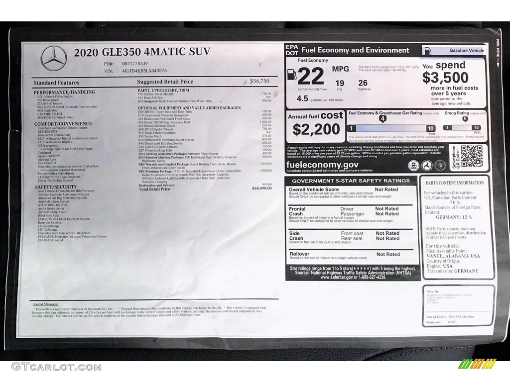 2020 GLE 350 4Matic - Iridium Silver Metallic / Black photo #10