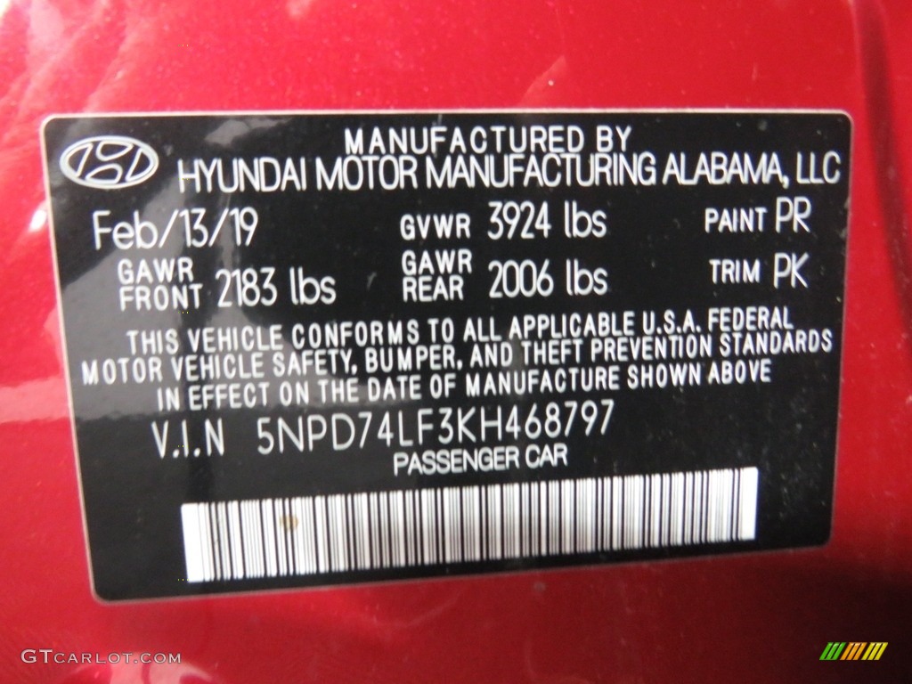 2019 Elantra SE - Scarlet Red / Gray photo #32