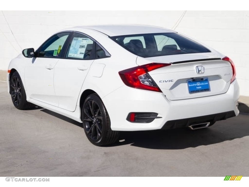 2020 Civic Sport Sedan - Platinum White Pearl / Black photo #2