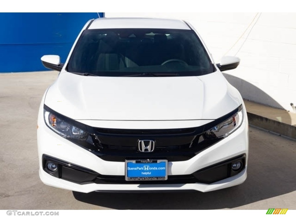 2020 Civic Sport Sedan - Platinum White Pearl / Black photo #3