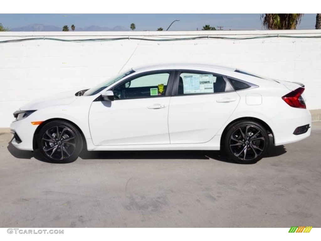 2020 Civic Sport Sedan - Platinum White Pearl / Black photo #5