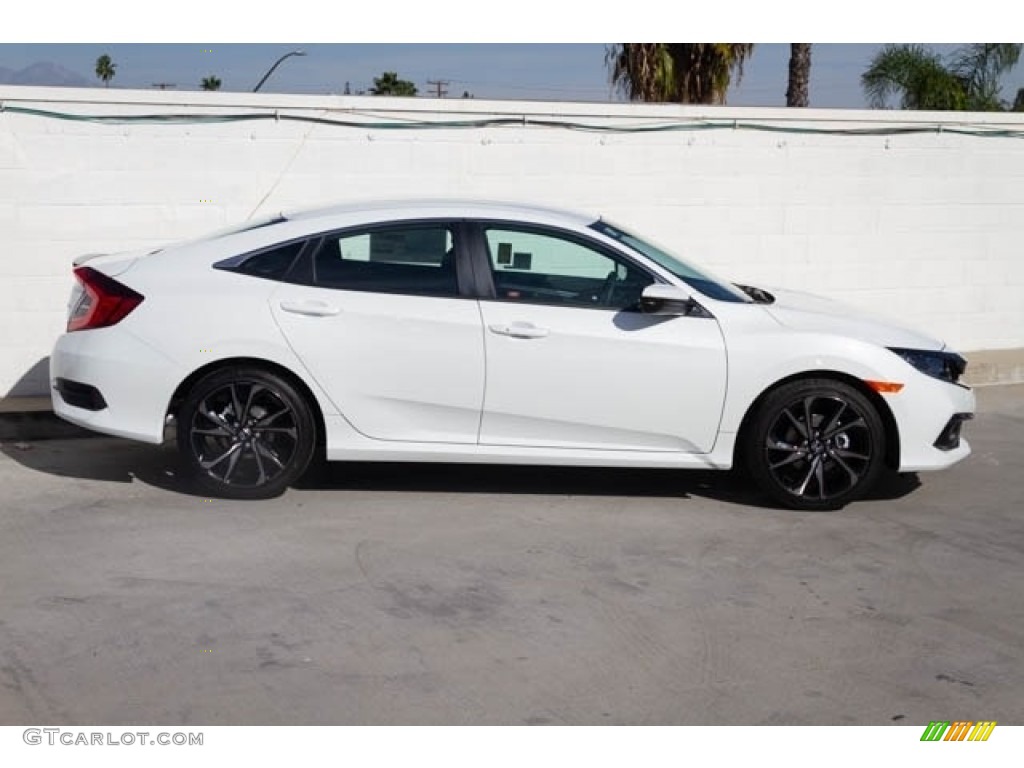 2020 Civic Sport Sedan - Platinum White Pearl / Black photo #9