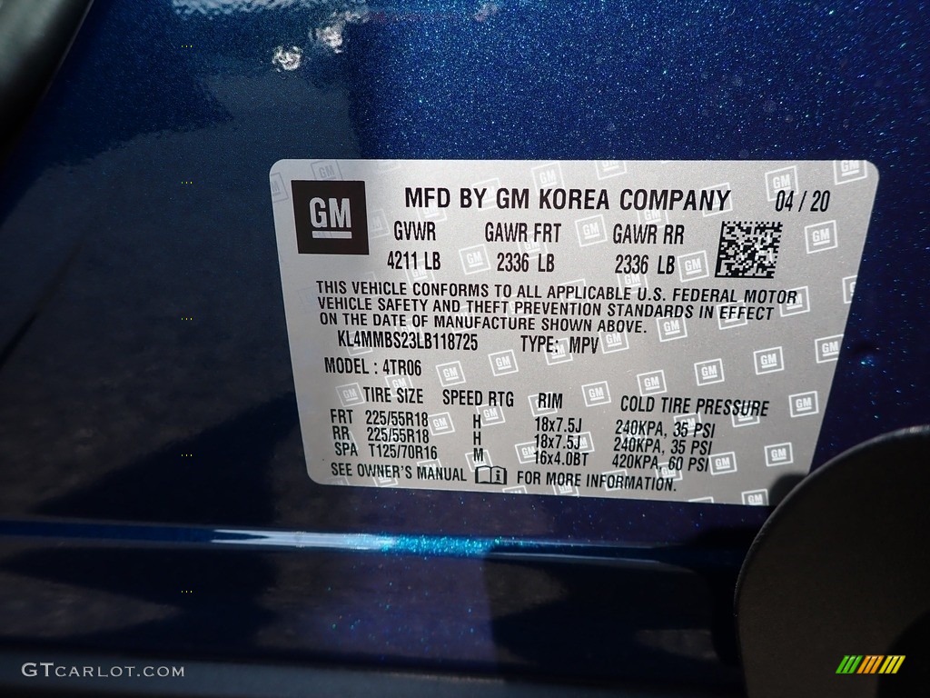 2020 Encore GX Preferred - Deep Azure Metallic / Ebony photo #11