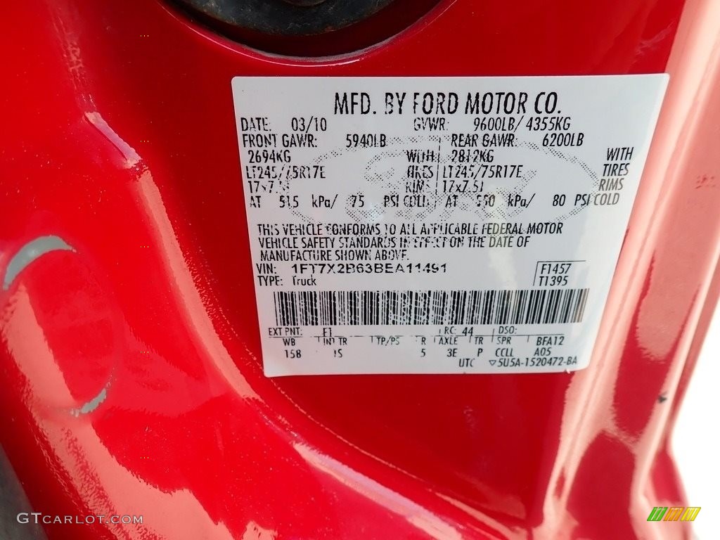 2011 F250 Super Duty XLT SuperCab 4x4 - Vermillion Red / Black Two Tone Leather photo #15