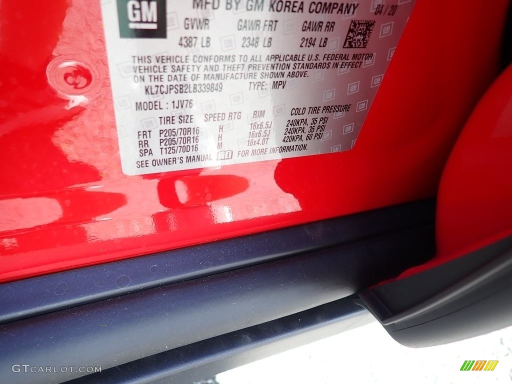 2020 Trax LT AWD - Red Hot / Jet Black photo #16