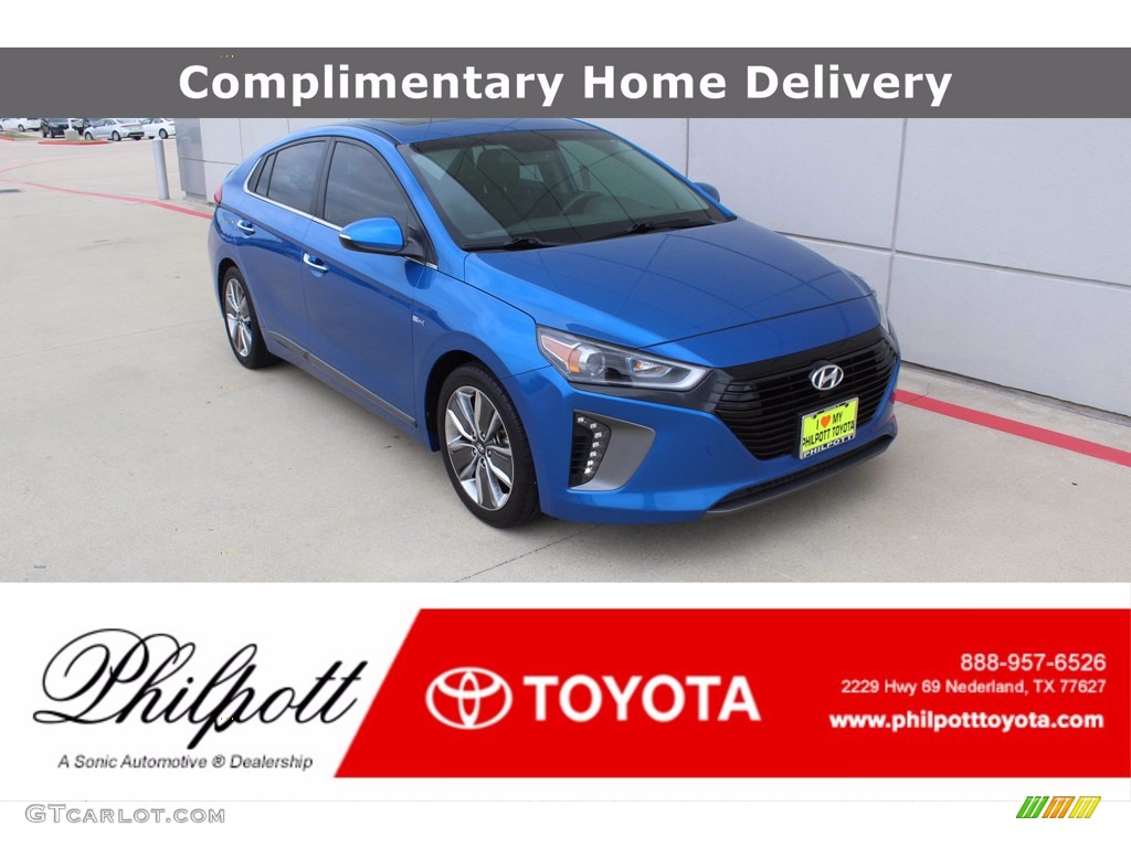 2017 Ioniq Hybrid Limited - Electric Blue Metallic / Charcoal Black photo #1