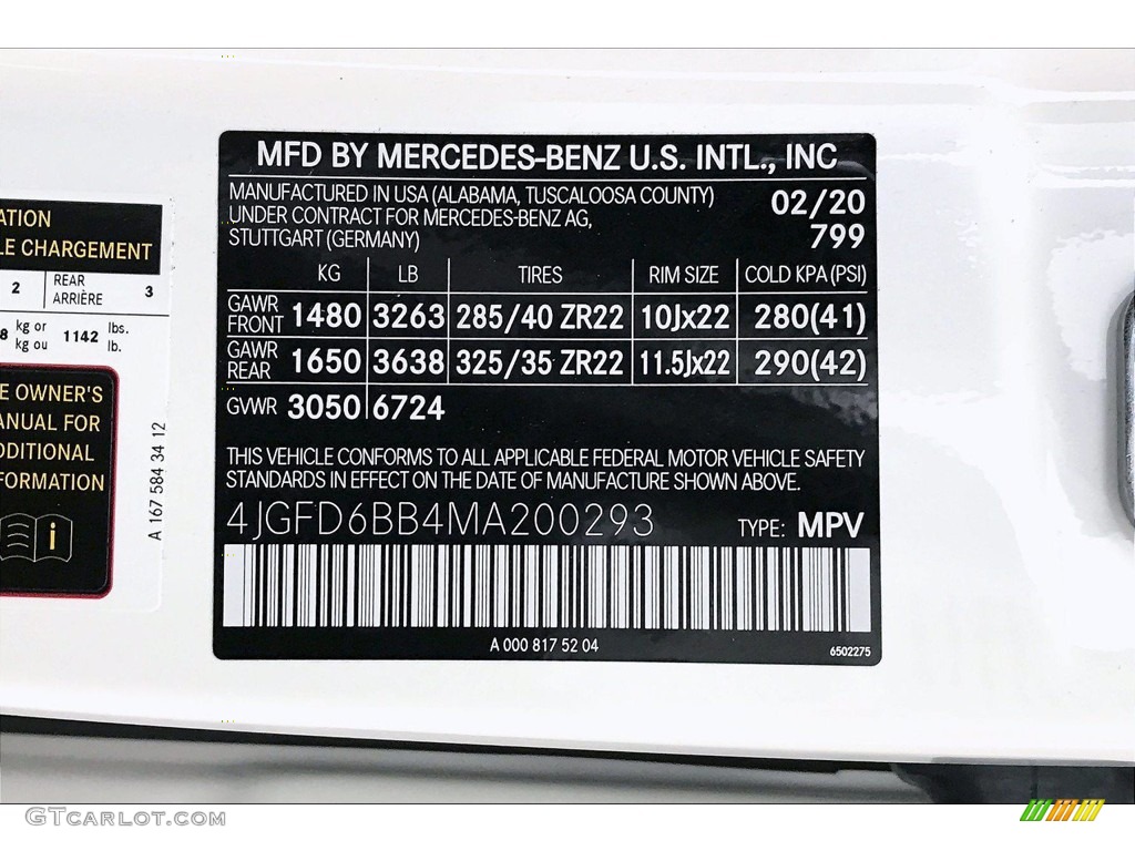 2021 GLE Color Code 799 for designo Diamond White Metallic Photo #138483610
