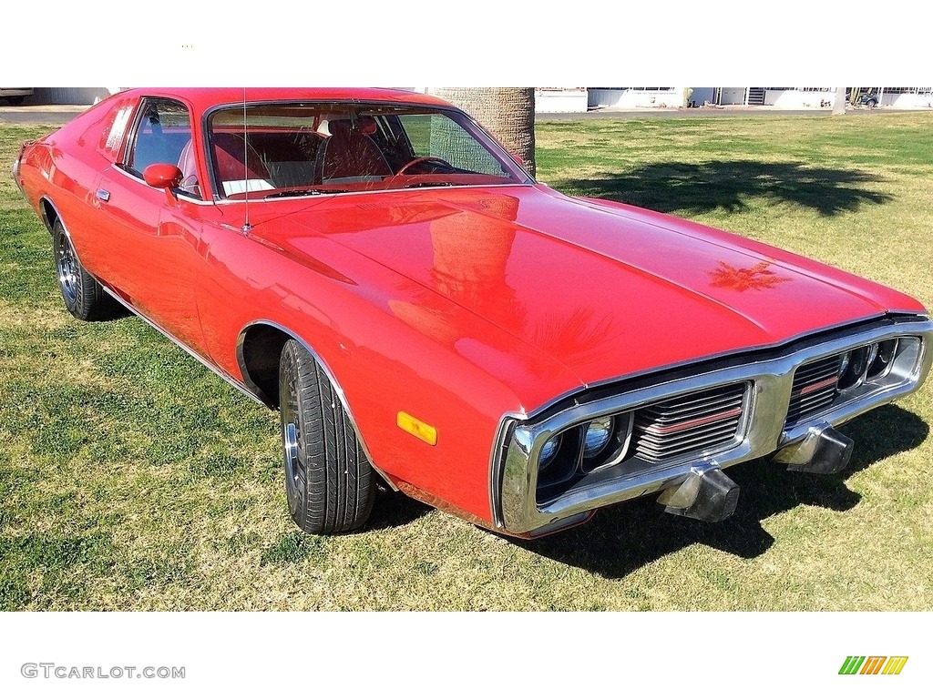 Bright Red 1973 Dodge Charger SE Exterior Photo #138499349