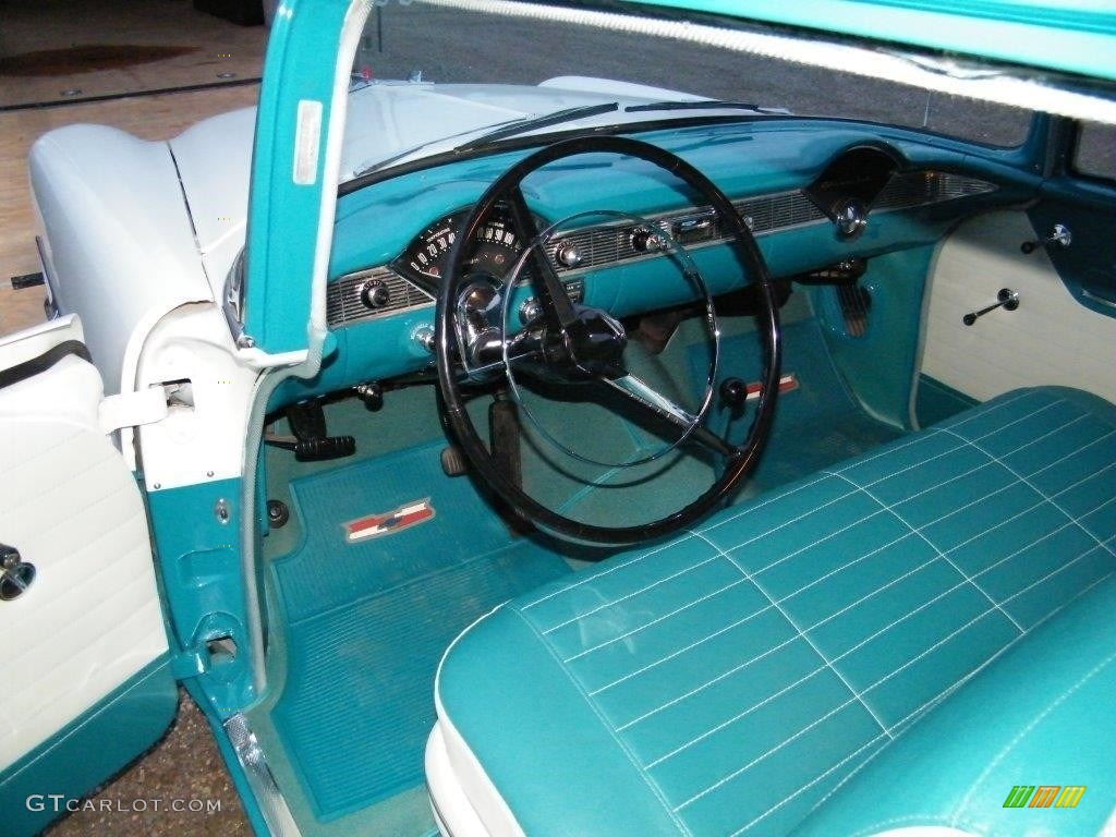 Turquoise/White Interior 1956 Chevrolet 210 Delray 2 Door Sedan Photo #138500553