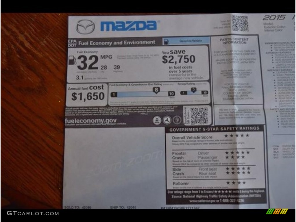 2015 Mazda MAZDA3 s Grand Touring 4 Door Window Sticker Photos