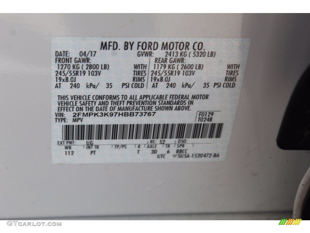 2017 Edge Color Code UG for White Platinum Metallic Photo #138516974