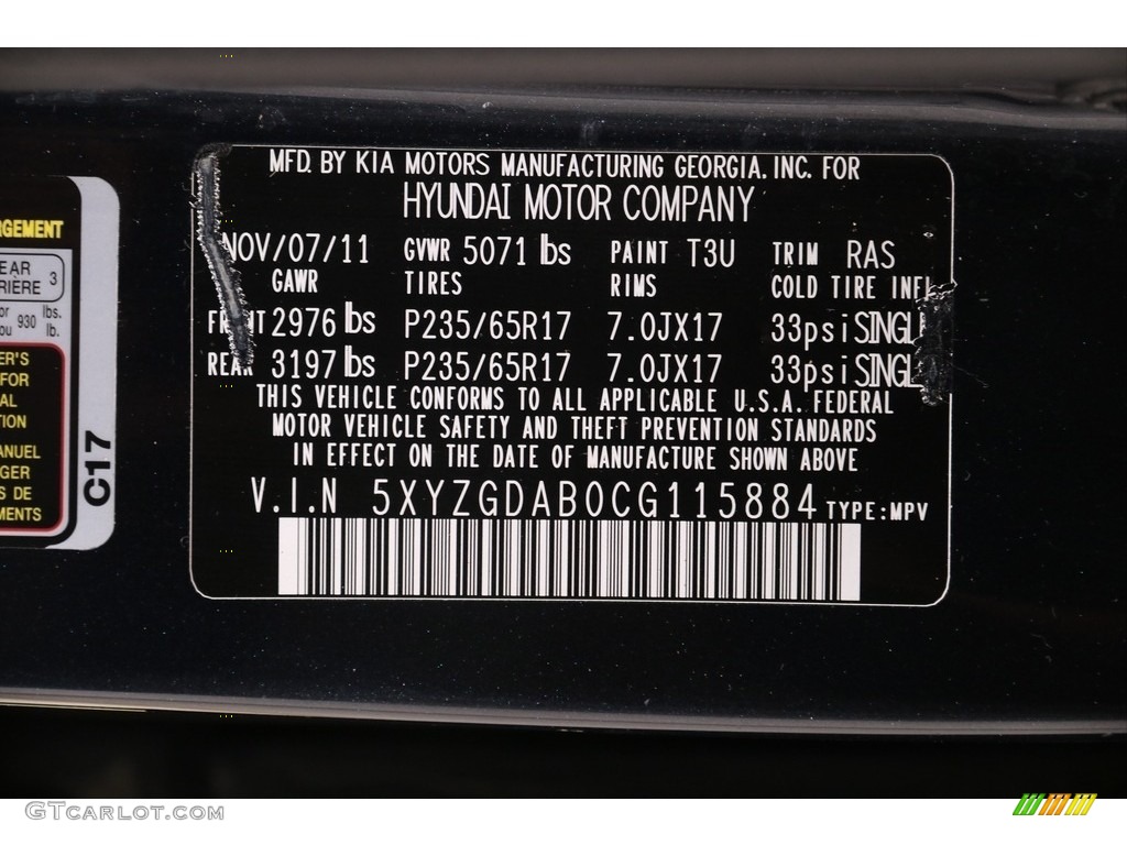 2012 Santa Fe GLS AWD - Pacific Blue Pearl / Gray photo #4