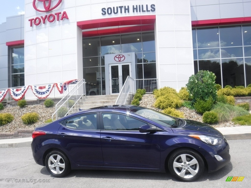 2013 Elantra GLS - Indigo Night / Beige photo #2