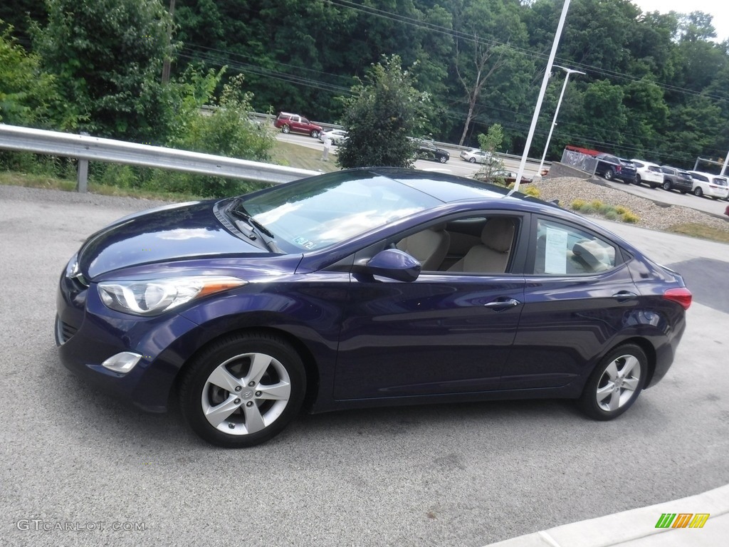 2013 Elantra GLS - Indigo Night / Beige photo #6