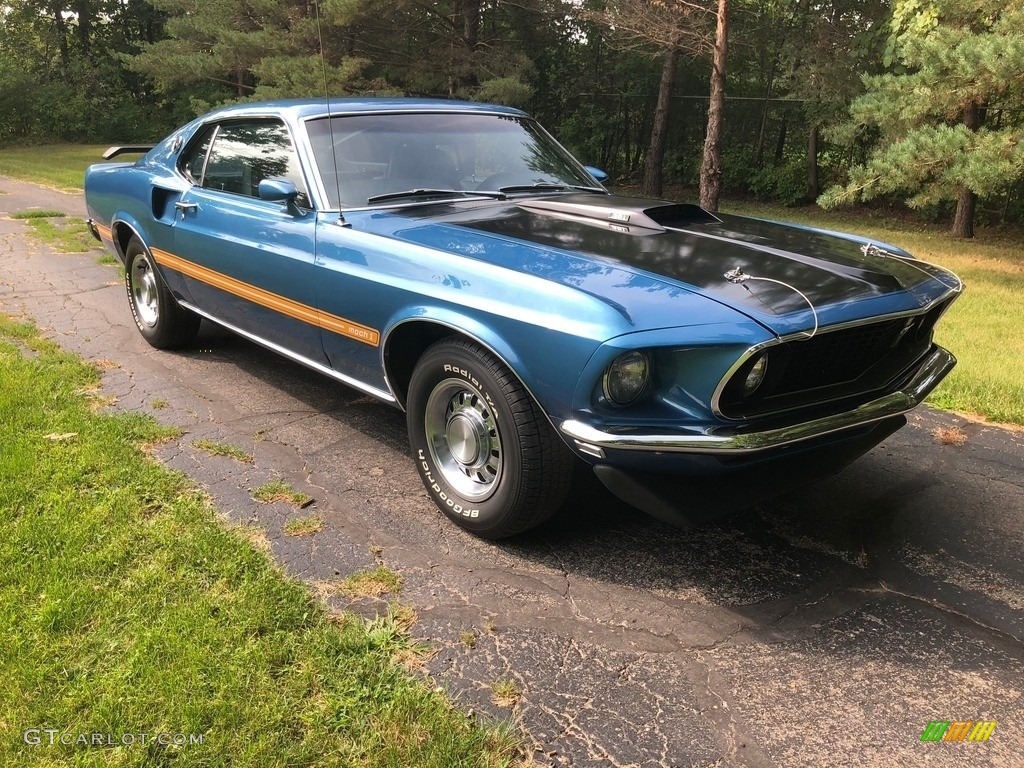 Acapulco Blue 1969 Ford Mustang Mach 1 Exterior Photo #138533886