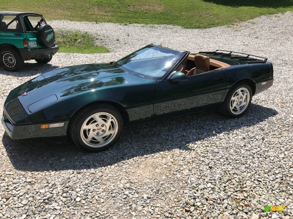 1990 Corvette Convertible - Polo Green Metallic / Saddle photo #1