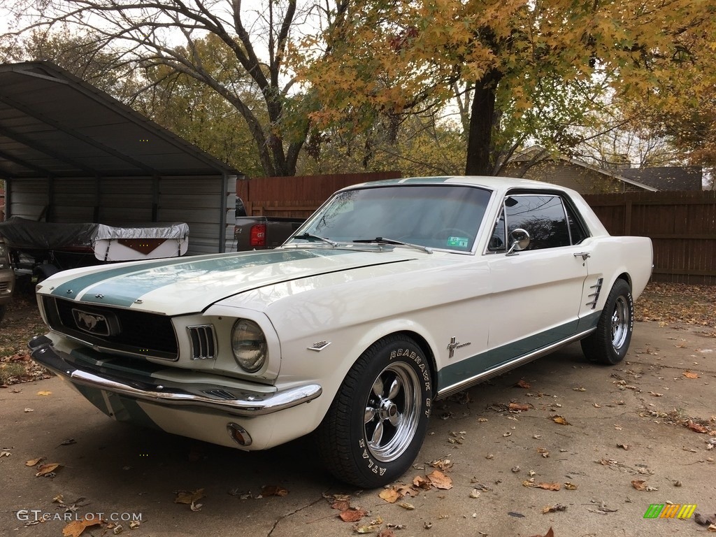1966 Mustang Coupe - Wimbledon White / Turquoise photo #4