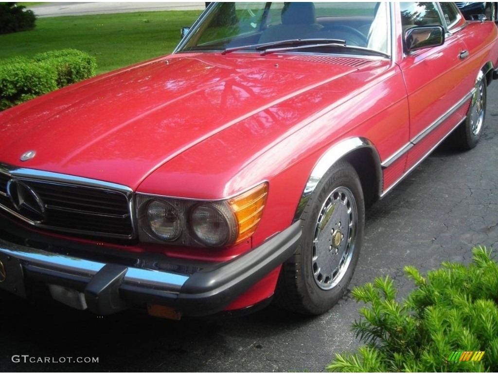 1987 SL Class 560 SL Roadster - Cabernet Red Metallic / Palomino photo #1