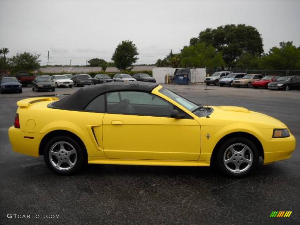 2003 Mustang V6 Convertible - Zinc Yellow / Dark Charcoal photo #2