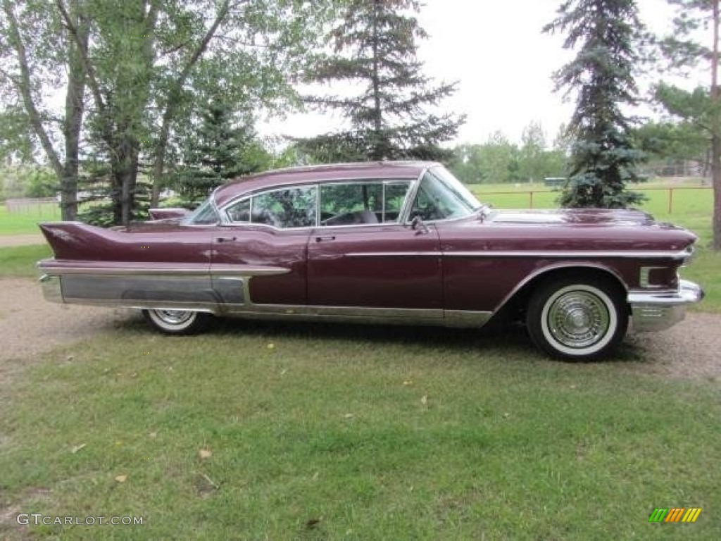 Maroon Metallic 1958 Cadillac Fleetwood Sixty Special Exterior Photo #138579021