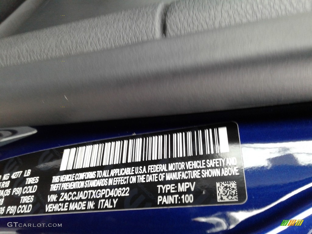 2016 Renegade Color Code 100 for Jetset Blue Photo #138592215