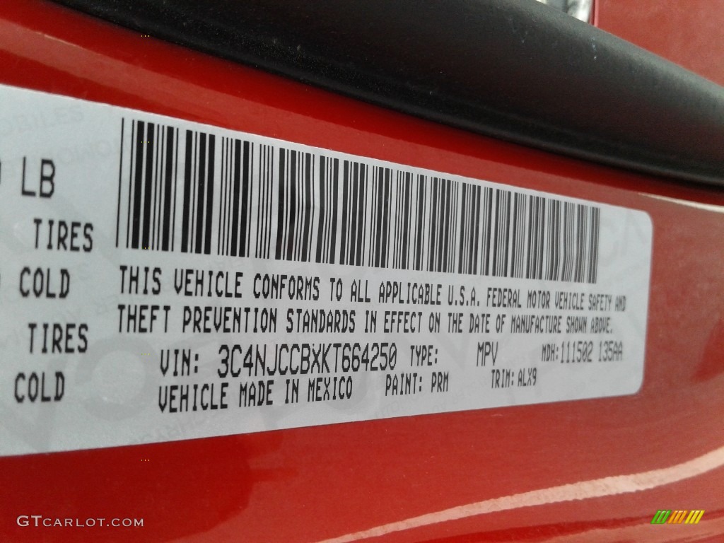 2019 Compass Color Code PRM for Red-Line Pearl Photo #138593685
