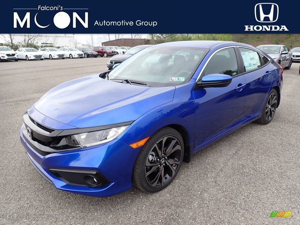 2020 Civic Sport Sedan - Aegean Blue Metallic / Black photo #1