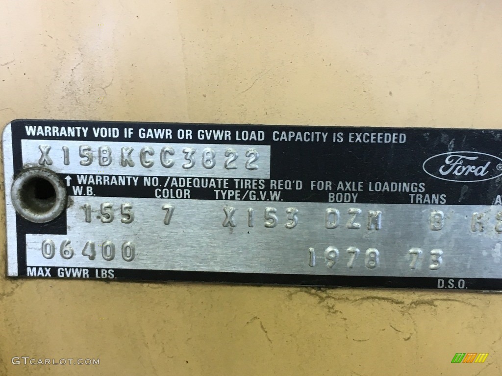 1978 Ford F150 Custom SuperCab Color Code Photos