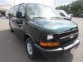 Dark Green Metallic 2010 Chevrolet Express LS 3500 Extended Passenger Van Exterior