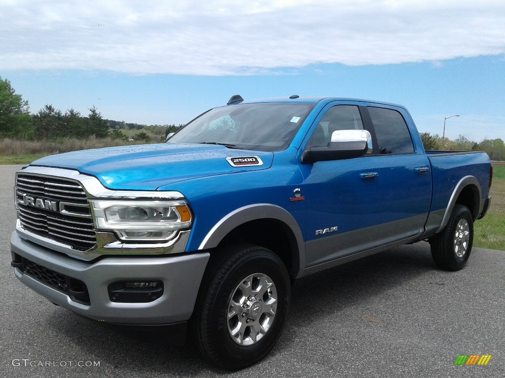 2020 2500 Laramie Crew Cab 4x4 - Hydro Blue Pearl / Mountain Brown/Light Frost Beige photo #3