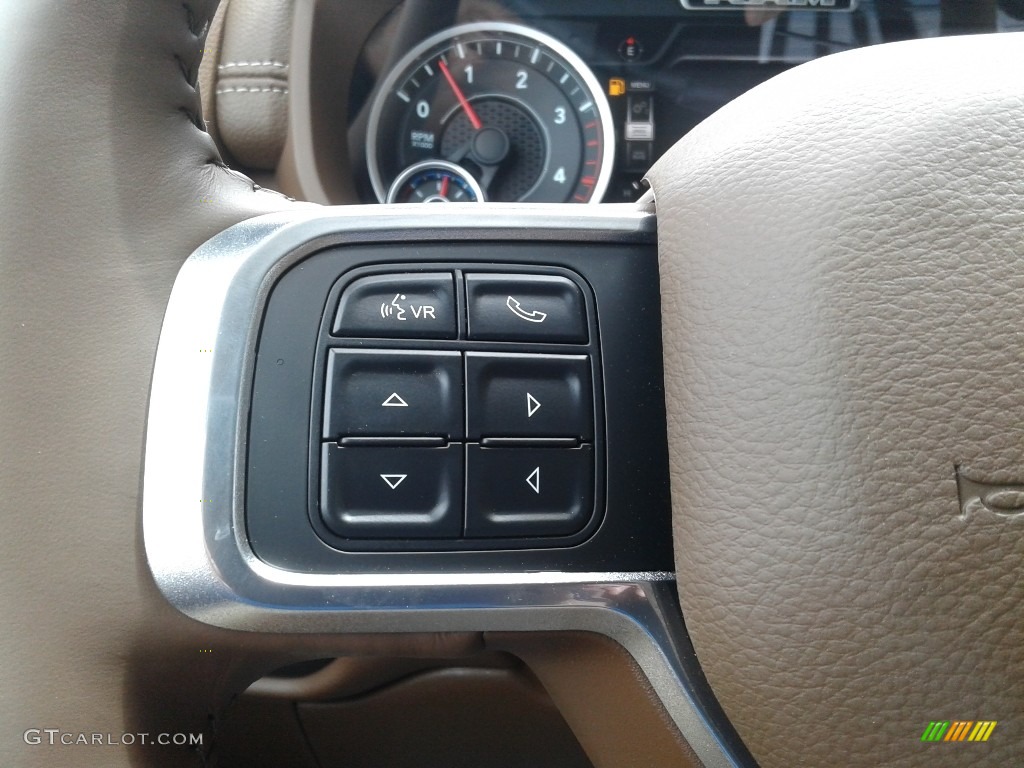 2020 Ram 2500 Laramie Crew Cab 4x4 Mountain Brown/Light Frost Beige Steering Wheel Photo #138628638